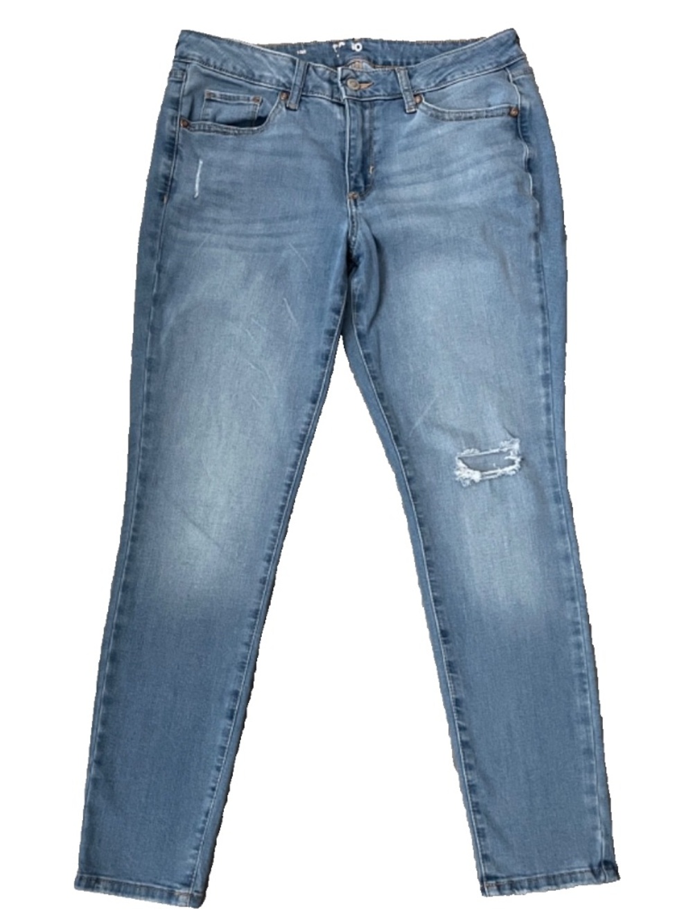 Sonoma Women's Skinny Denim Mid-Rise Distressed Jeans, Light Blue Size 10R